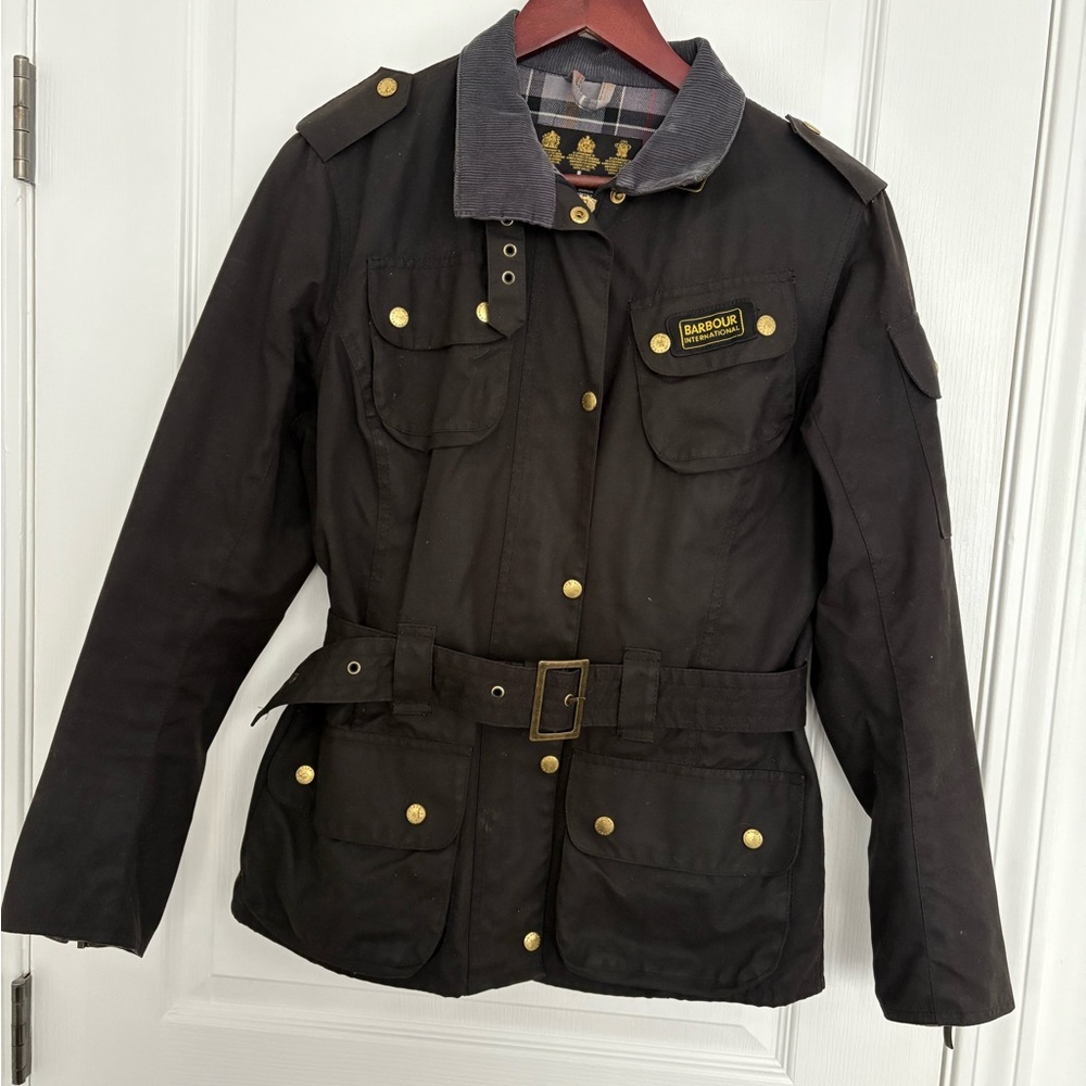 Barbour Black Wax Jacket with Gold Details